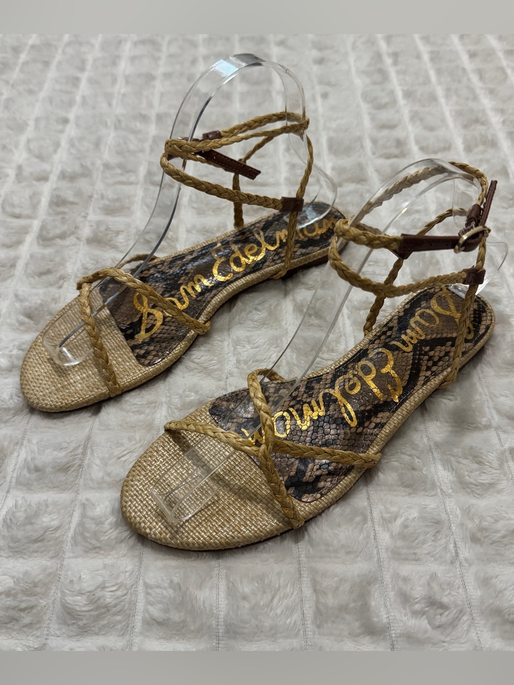 Sam Edelman 7 Ellina Braid Natural Braided Sandals Flats Gladiator Boho